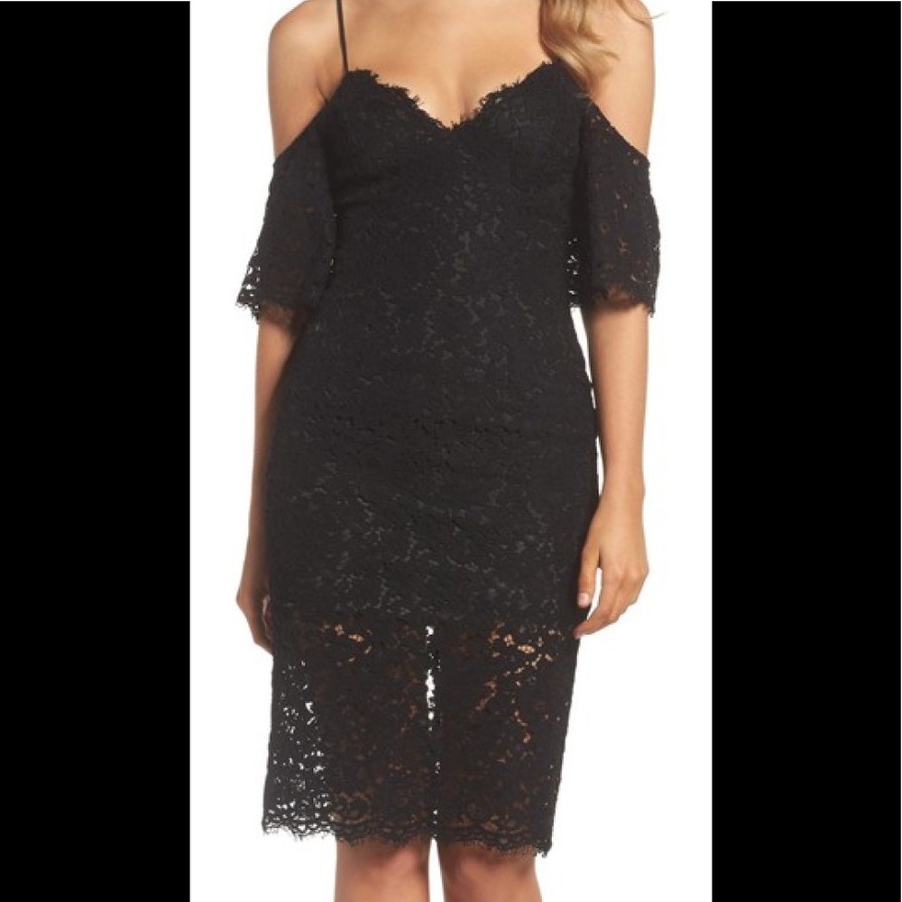 Bardot Karlie Black Lace Cold Shoulder Dress